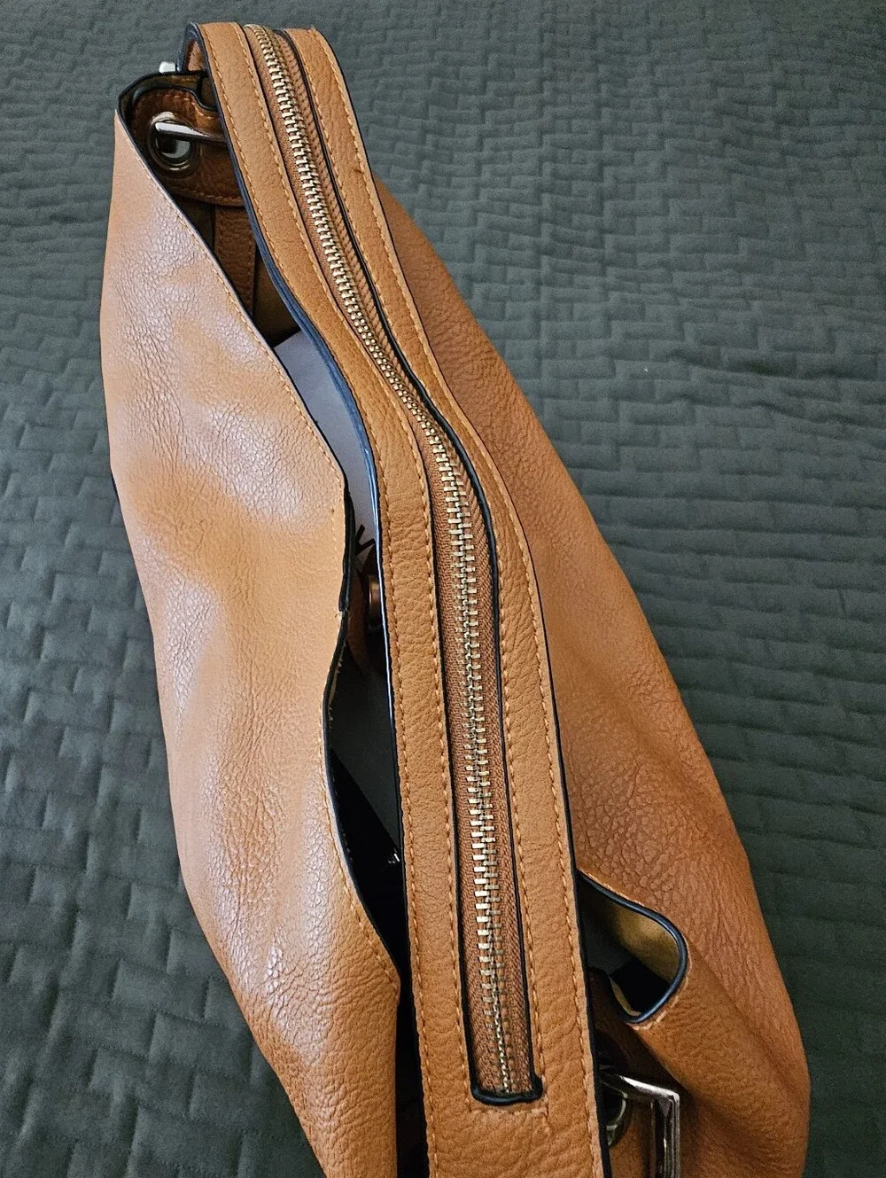 Tan Faux Leather Hobo Bag